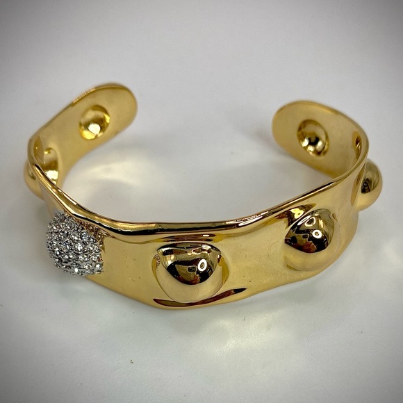 Alexis Bittar Jewelry - Alexis Bittar Molten Liquid Gold Repousse Raised Dot Crystal Cuff Bracelet